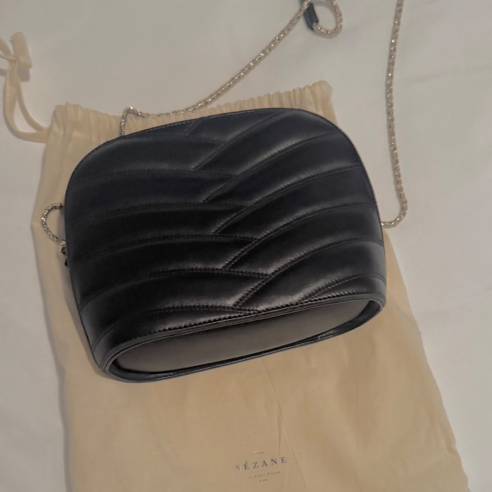 Sezane Black Quilted Victor Bag - Gold Chain Crossbody - Picture 3 of 7